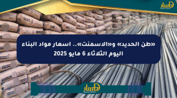 «طن الحديد» و«الأسمنت».. أسعار مواد البناء اليوم الثلاثاء 6 مايو 2025